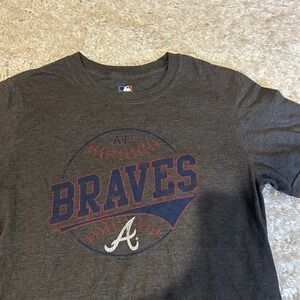 MLB Atlanta Braves T Shirt Adult Small Gray Short Sleeve Baseball Lightweight